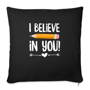 Je crois en toi Maître - Housse de coussin décorative 45 x 45 cm - noir - Devant