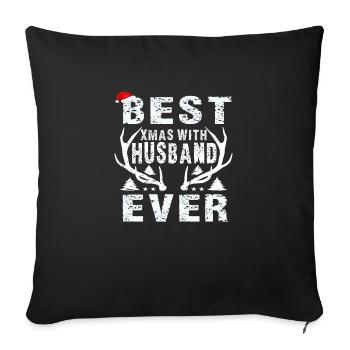 Meilleur Noël avec mari de tous les temps - Housse de coussin décorative 45 x 45 cm - noir - Devant