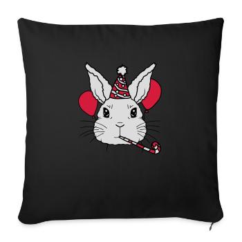 Birthday Child Rabbit Tröte Party Hat - Sofa pillowcase 17,3'' x 17,3'' (45 x 45 cm) - black - Front