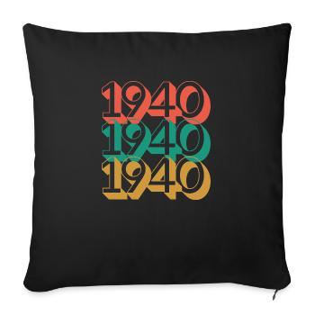 Anniversaire année 1940 / Vintage 1940 / Rétro 40 - Housse de coussin décorative 45 x 45 cm - noir - Devant