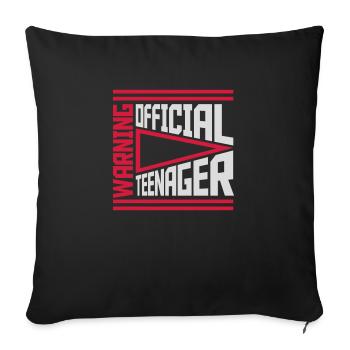 avertissement citation officielle d’adolescent - Housse de coussin décorative 45 x 45 cm - noir - Devant