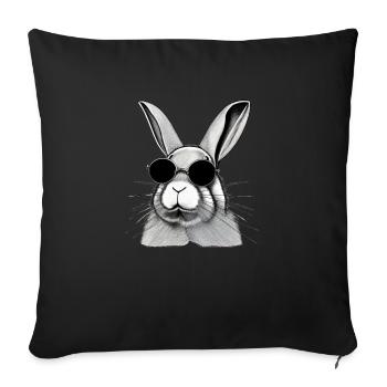 Hase Haustier Tier cool Sonnenbrillen Hasen Design - Sofakissenbezug 45 x 45 cm - Schwarz - Vorne