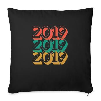 Anniversaire année 2019 / Vintage 2019 - Housse de coussin décorative 45 x 45 cm - noir - Devant