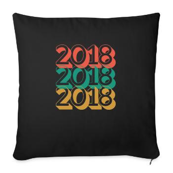 Anniversaire année 2018 / Vintage 2018 - Housse de coussin décorative 45 x 45 cm - noir - Devant
