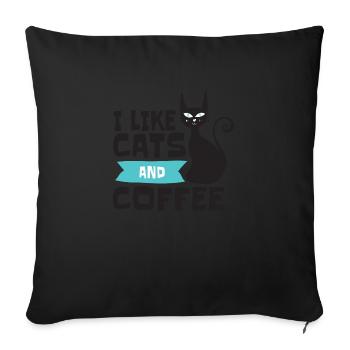 I like cats and coffee, cat and coffee lovers - Sofa pillowcase 17,3'' x 17,3'' (45 x 45 cm) - black - Front