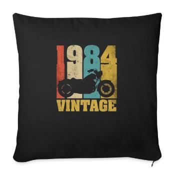 1984 Né anniversaire motard motard cadeau - Housse de coussin décorative 45 x 45 cm - noir - Devant