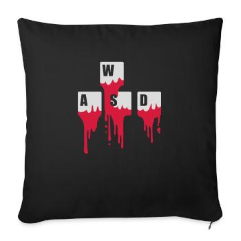 Computer Keyboard Keys WASD - Sofa pillowcase 17,3'' x 17,3'' (45 x 45 cm) - black - Front