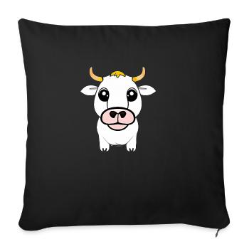 vache mignonne ferme animale drôle vaches animaux nouveau 6 - Housse de coussin décorative 45 x 45 cm - noir - Devant
