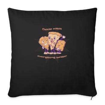 Le fromage rend tout meilleur Amateur de pizza au fromage - Housse de coussin décorative 45 x 45 cm - noir - Devant