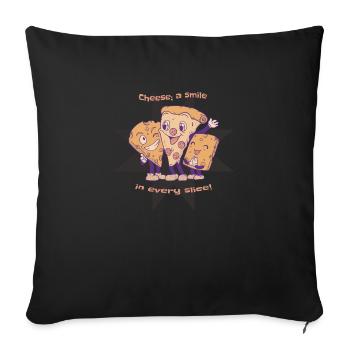 Fromage Un sourire dans chaque tranche! Amateur de pizza au fromage - Housse de coussin décorative 45 x 45 cm - noir - Devant