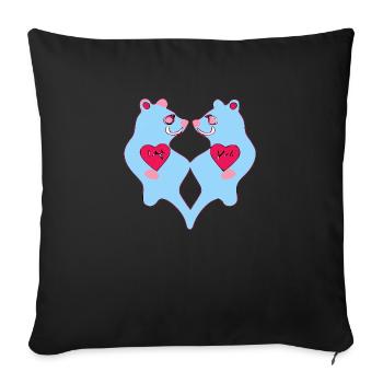 Blue bear pair - Sofa pillowcase 17,3'' x 17,3'' (45 x 45 cm) - black - Front