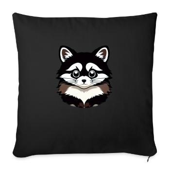 Ratons laveurs Mignon Dessin animé Raton laveur 23 - Housse de coussin décorative 45 x 45 cm - noir - Devant
