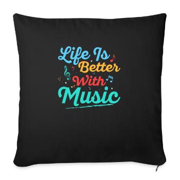 Life Is Better With Music School Music Teacher - Sofa pillowcase 17,3'' x 17,3'' (45 x 45 cm) - black - Front
