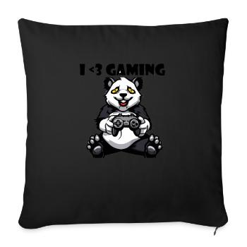 I Love Gaming, Panda - Sofa pillowcase 17,3'' x 17,3'' (45 x 45 cm) - black - Front