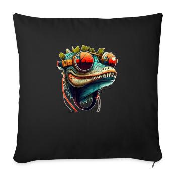 Crocodile head as a reptile in cool with sunglasses - Sofa pillowcase 17,3'' x 17,3'' (45 x 45 cm) - black - Front