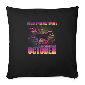 This girl loves horses | October - Sofa pillowcase 17,3'' x 17,3'' (45 x 45 cm) - black - Front
