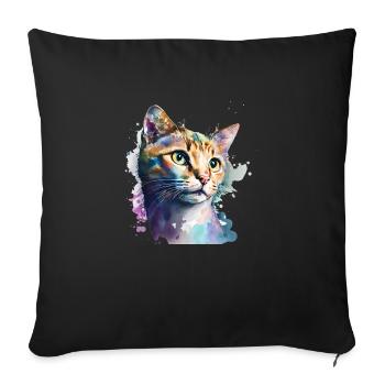 Chat domestique Aquarelle Shorthair Cat Cool Art Motif - Housse de coussin décorative 45 x 45 cm - noir - Devant