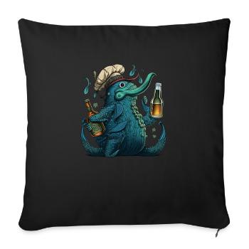 Monstre marin avec de la bière artisanale - Housse de coussin décorative 45 x 45 cm - noir - Devant