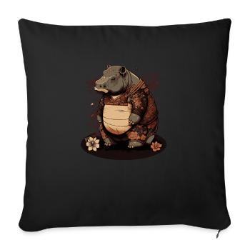 hippo 1 - Sofa pillowcase 17,3'' x 17,3'' (45 x 45 cm) - black - Front