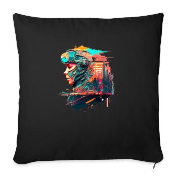 Science Fiction Pop Art with Female Soldier as Heroine - Sofa pillowcase 17,3'' x 17,3'' (45 x 45 cm) - black - Front