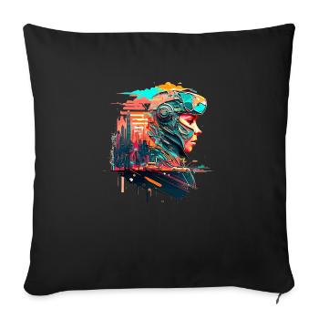 Sci Fi Future Vision in the Dystopia - Sofa pillowcase 17,3'' x 17,3'' (45 x 45 cm) - black - Front