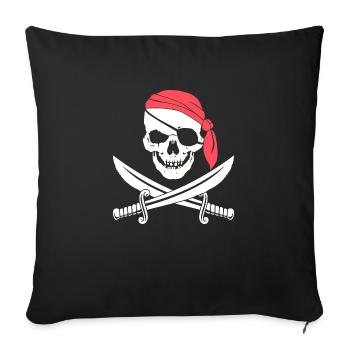 Jolly Roger laisse tomber Shipwrecked Pirate - Housse de coussin décorative 45 x 45 cm - noir - Devant