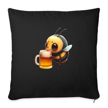 Little bee drinks a big beer - Sofa pillowcase 17,3'' x 17,3'' (45 x 45 cm) - black - Front