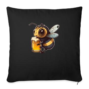 Süße coole Biene trinkt ein Glas Bier - Sofakissenbezug 45 x 45 cm - Schwarz - Vorne
