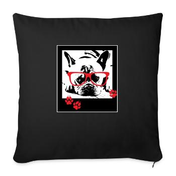 Chien Bouledogue français - Housse de coussin décorative 45 x 45 cm - noir - Devant