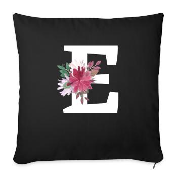 Lettre e floral - Housse de coussin décorative 45 x 45 cm - noir - Devant