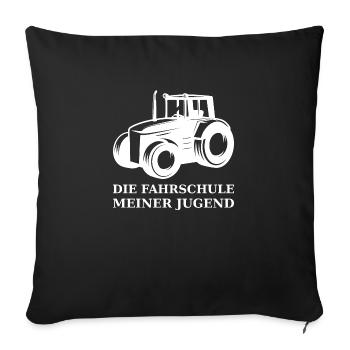 Traktor die Fahrschule meiner Jugend weiß - Sofakissenbezug 45 x 45 cm - Schwarz - Vorne