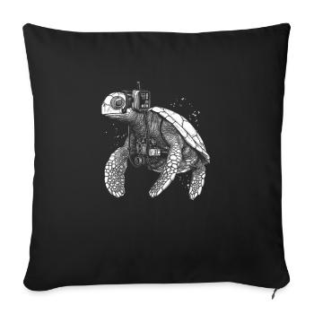 Schildkröte mit Tauchequipment als Taucher - Sofakissenbezug 45 x 45 cm - Schwarz - Vorne