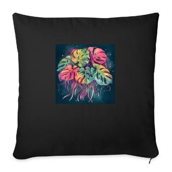 Hand-drawn watercolor Monstera plant - Sofa pillowcase 17,3'' x 17,3'' (45 x 45 cm) - black - Front