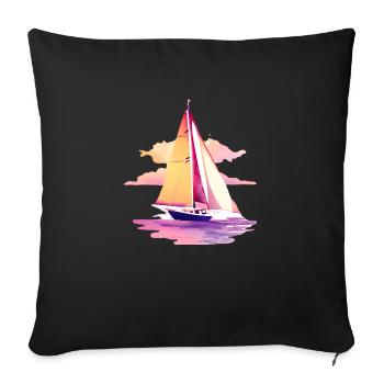 Sailing Sailing Sailing Sailing Sailboat - Sofa pillowcase 17,3'' x 17,3'' (45 x 45 cm) - black - Front