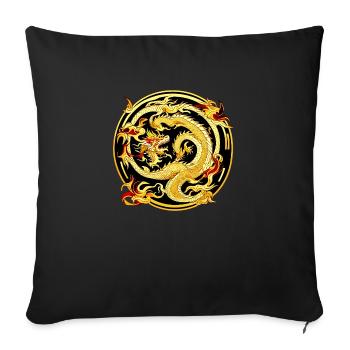 Dragon chinois - Housse de coussin décorative 45 x 45 cm - noir - Devant