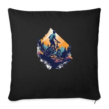Mountain biking in the mountains - Sofa pillowcase 17,3'' x 17,3'' (45 x 45 cm) - black - Front