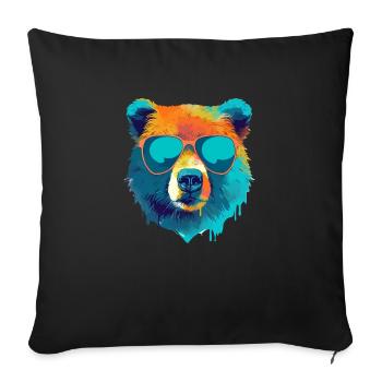 Bill the bespectacled bear - Sofa pillowcase 17,3'' x 17,3'' (45 x 45 cm) - black - Front