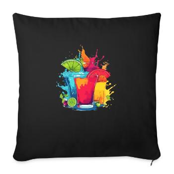 Cocktails 1 - Sofa pillowcase 17,3'' x 17,3'' (45 x 45 cm) - black - Front