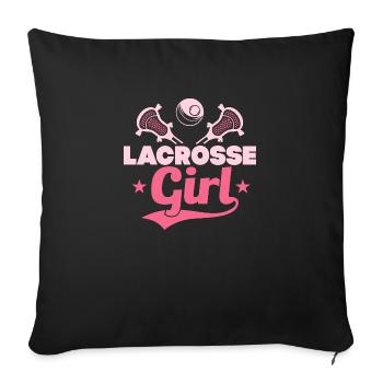 Lacrosse Fille Joueuse de crosse Femme - Housse de coussin décorative 45 x 45 cm - noir - Devant