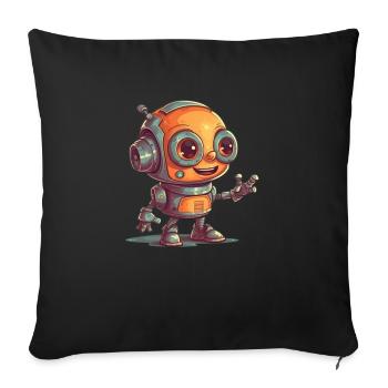 Cute waving robot technology friend - Sofa pillowcase 17,3'' x 17,3'' (45 x 45 cm) - black - Front
