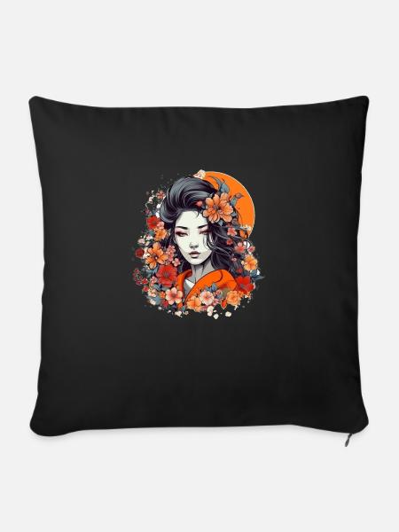 Geisha - Sofakissenbezug 45 x 45 cm - Schwarz
