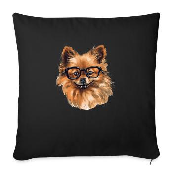 Dessin de Spitz miniature de Poméranie - Housse de coussin décorative 45 x 45 cm - noir - Devant