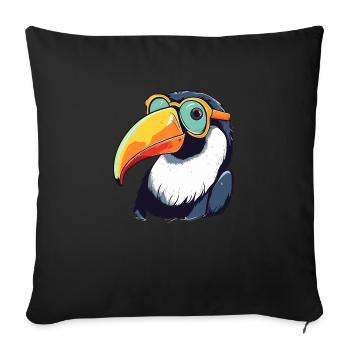 Kik the toucan - Sofa pillowcase 17,3'' x 17,3'' (45 x 45 cm) - black - Front