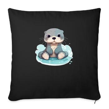 Kiki la loutre - Housse de coussin décorative 45 x 45 cm - noir - Devant