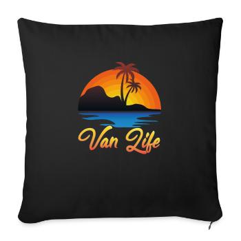 Van Life Sunset Beach Design - Sofa pillowcase 17,3'' x 17,3'' (45 x 45 cm) - black - Front