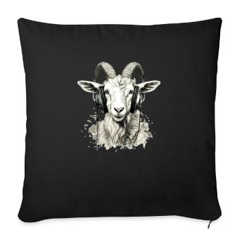 Kitty the audiophile goat - Sofa pillowcase 17,3'' x 17,3'' (45 x 45 cm) - black - Front