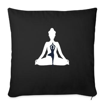 11 Siddhasana Yoga - Vrikshasana | White - Black - Sofa pillowcase 17,3'' x 17,3'' (45 x 45 cm) - black - Front