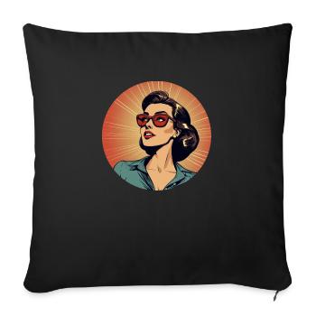 Le pouvoir des femmes dans le design rétro - Housse de coussin décorative 45 x 45 cm - noir - Devant