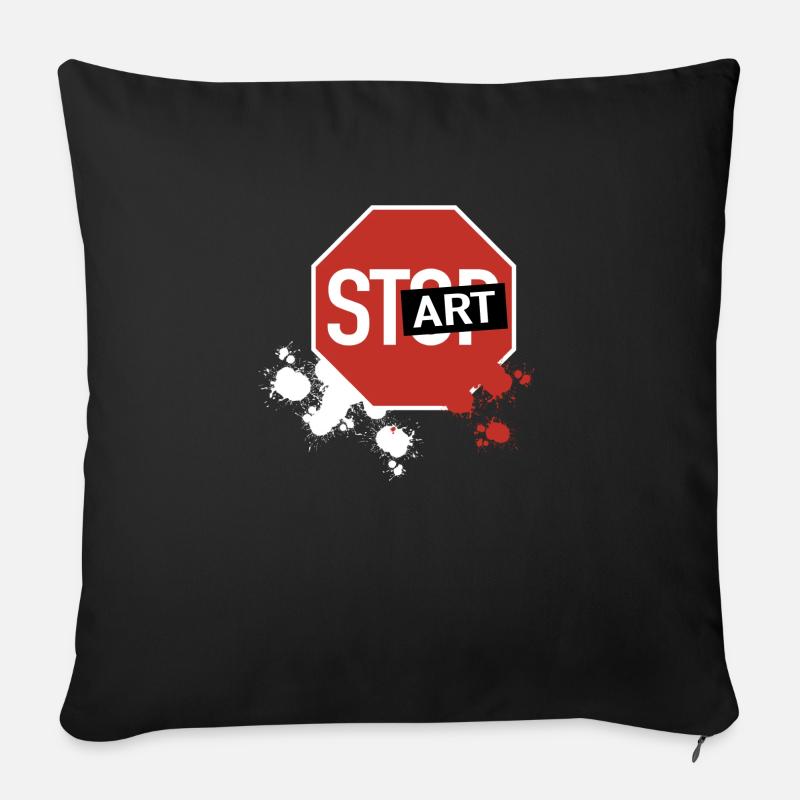 Stop becomes start - Sofa pillowcase 17,3'' x 17,3'' (45 x 45 cm) - black