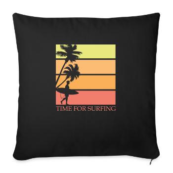 Planche de surf Surfer Sports nautiques - Housse de coussin décorative 45 x 45 cm - noir - Devant